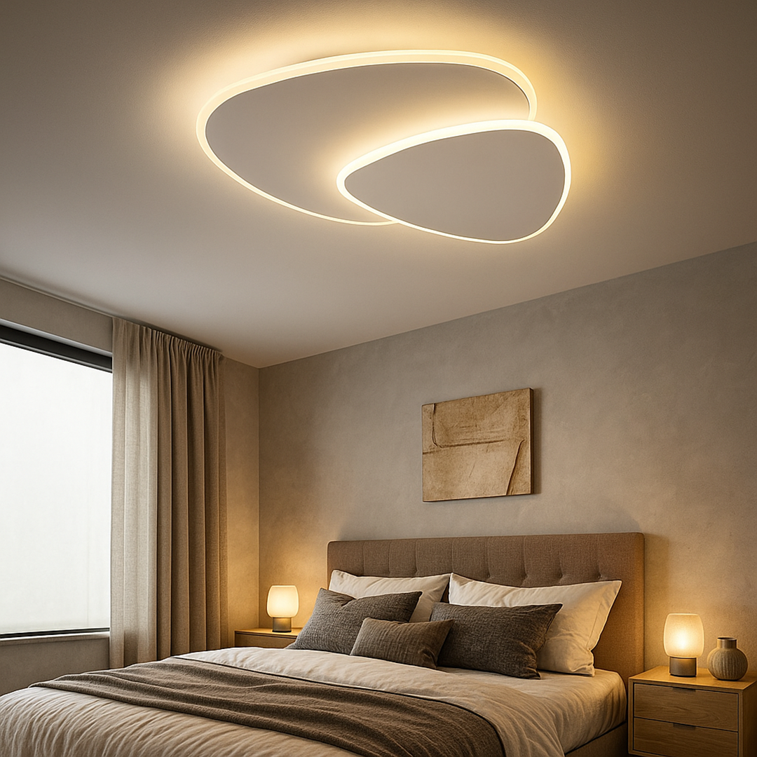 Plafoniera moderna asimmetrica con LED dimmerabile in metallo e acrilico