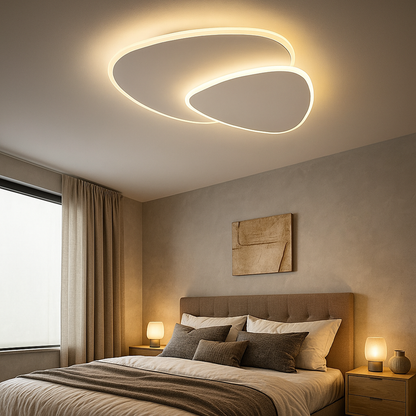 Plafoniera moderna asimmetrica con LED dimmerabile in metallo e acrilico