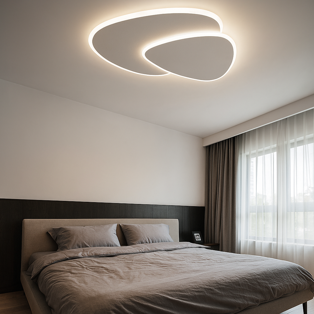 Plafoniera moderna asimmetrica con LED dimmerabile in metallo e acrilico