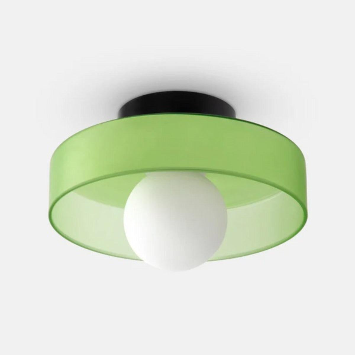 Plafoniera rotonda Bauhaus decorativa in vetro, metallo e legno