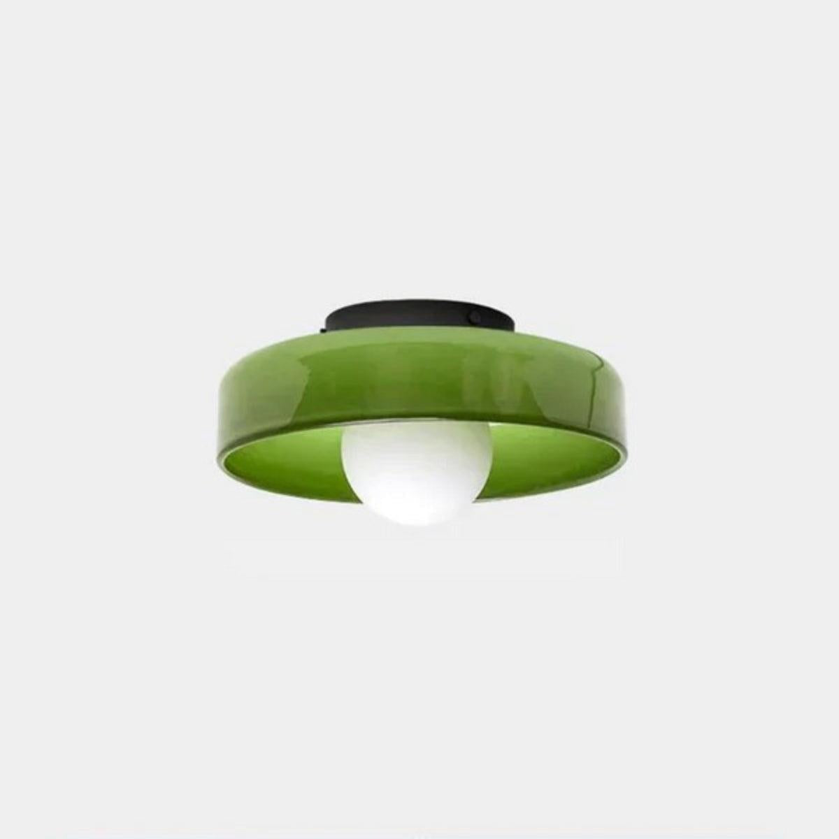 Plafoniera rotonda Bauhaus decorativa in vetro, metallo e legno