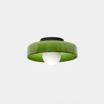 Plafoniera rotonda Bauhaus decorativa in vetro, metallo e legno