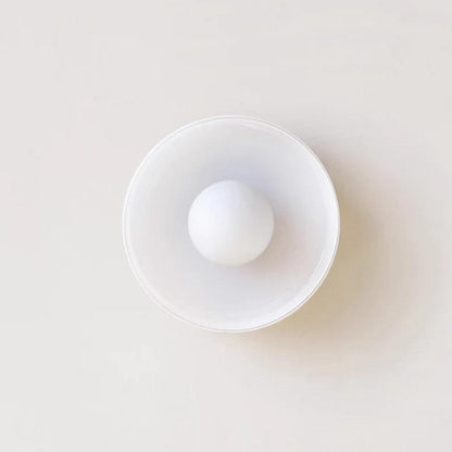 Plafoniera rotonda Bauhaus decorativa in vetro, metallo e legno
