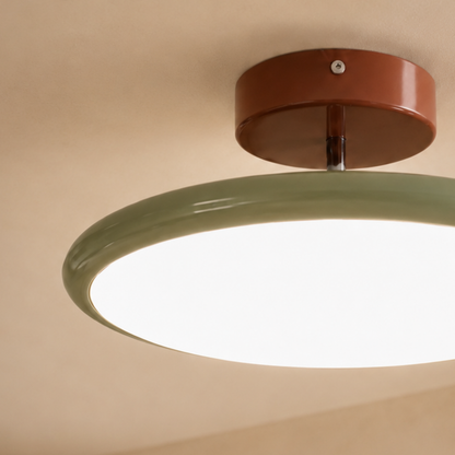 Plafoniera rotonda dimmerabile a luce verso il basso con telecomando, beige, bianco o verde