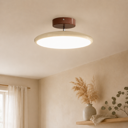 Plafoniera rotonda dimmerabile a luce verso il basso con telecomando, beige, bianco o verde
