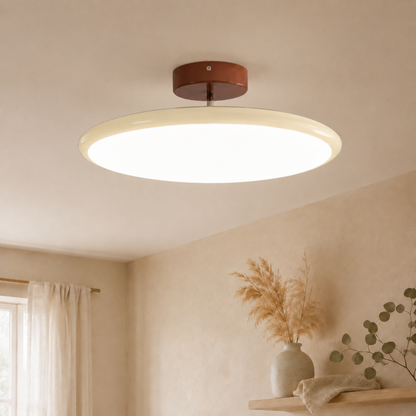 Plafoniera rotonda dimmerabile a luce verso il basso con telecomando, beige, bianco o verde