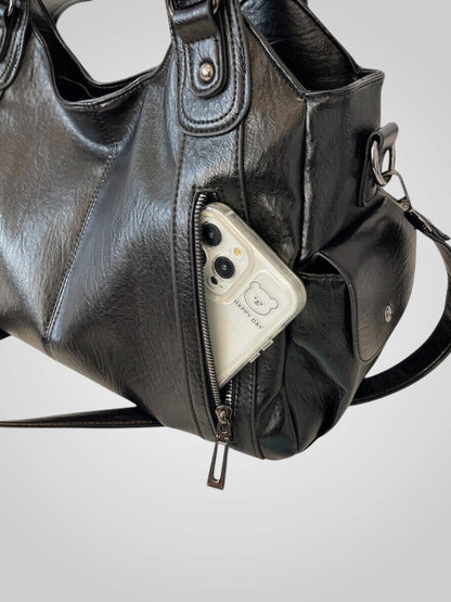 Polissena borsa a spalla donna con tasche esterne e tracolla, foto 2