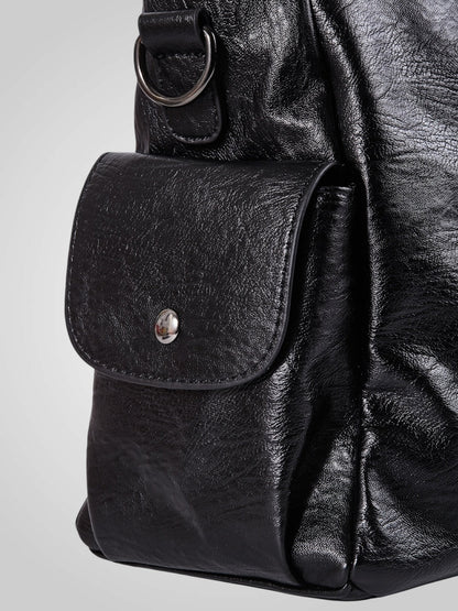 Polissena borsa a spalla donna con tasche esterne e tracolla, foto 6