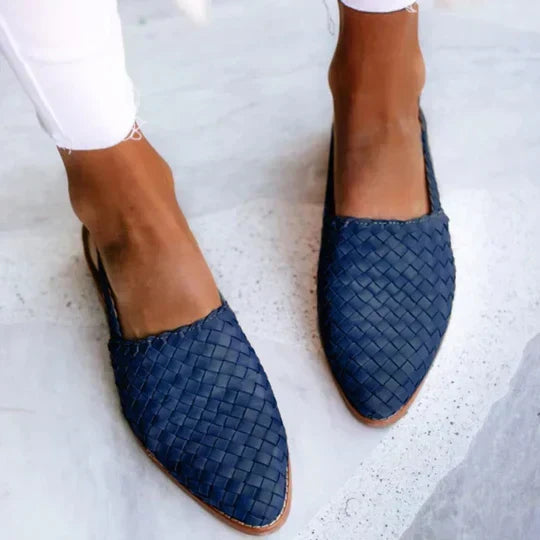 Rocchina slingback donna bassi con tomaia intrecciata e fibbia, foto 3