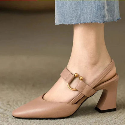 Rodolfa slingback donna a punta con tacco largo e anello decorativo, foto 2