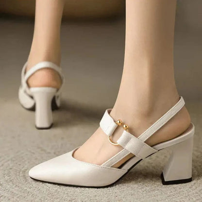 Rodolfa slingback donna a punta con tacco largo e anello decorativo, foto 3