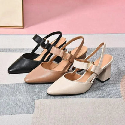 Rodolfa slingback donna a punta con tacco largo e anello decorativo, foto 9