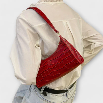 Rosmunda borsa a spalla donna baguette con zip e manico corto, foto 10