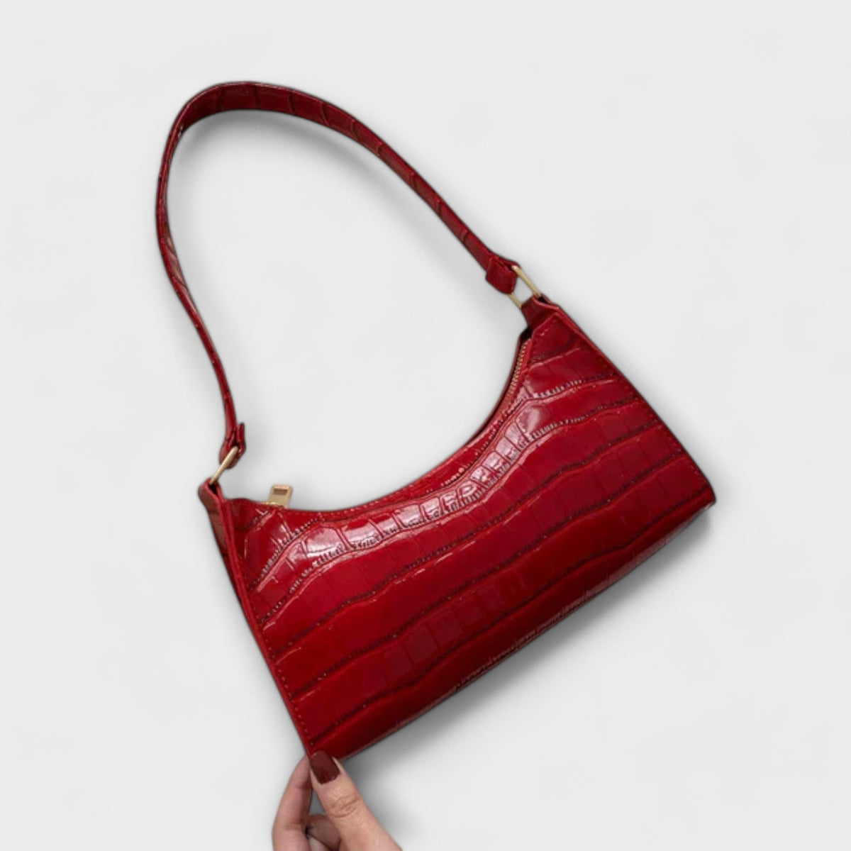 Rosmunda borsa a spalla donna baguette con zip e manico corto, foto 2