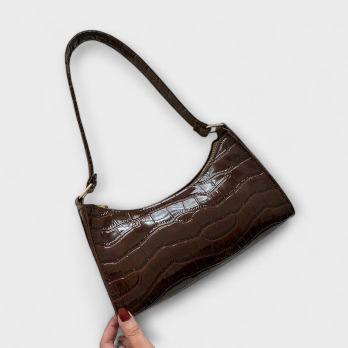 Rosmunda borsa a spalla donna baguette con zip e manico corto, foto 3