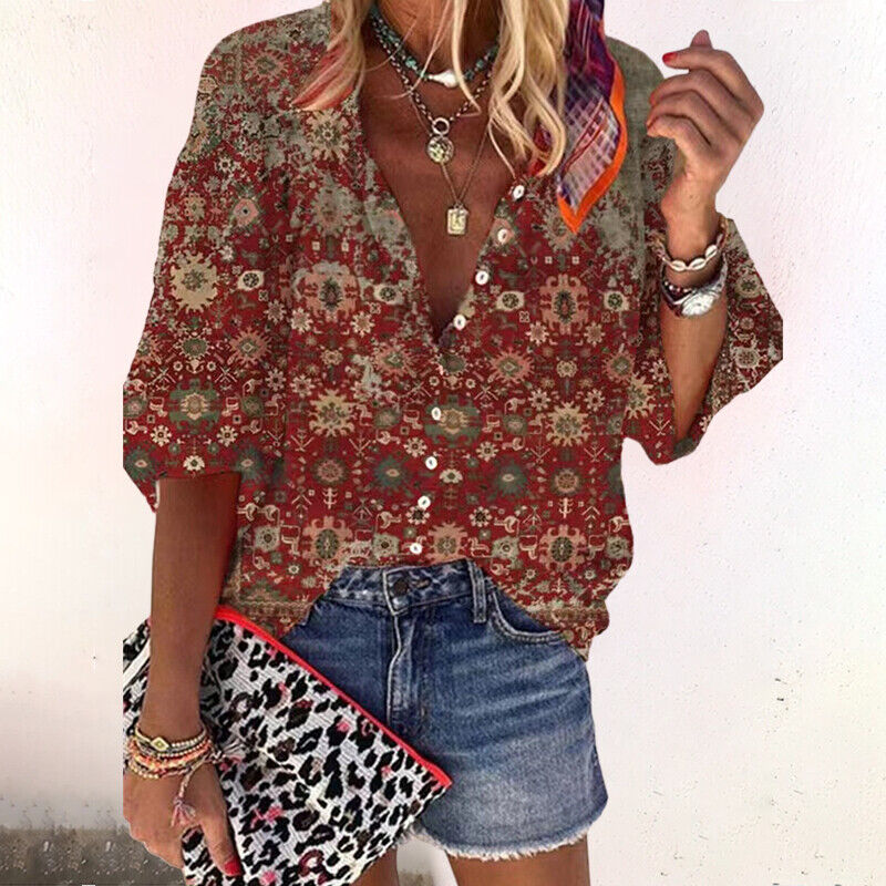Ermenegilda | Blusa boho floreale con scollo a V