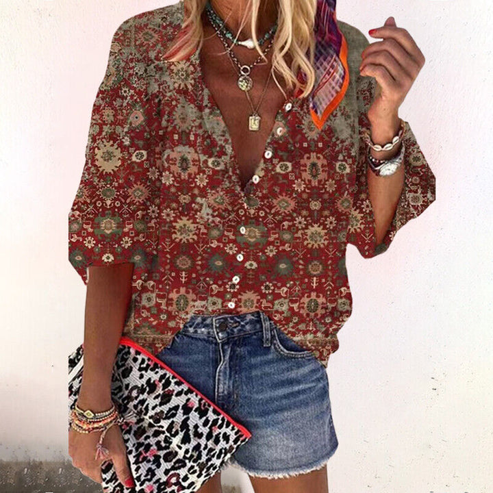 Ermenegilda | Blusa boho floreale con scollo a V