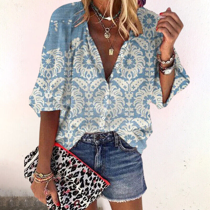 Ermenegilda | Blusa boho floreale con scollo a V