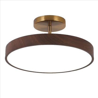 Semi plafoniera LED rotonda effetto legno, stile japandi