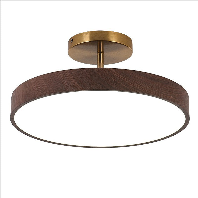 Semi plafoniera LED rotonda effetto legno, stile japandi
