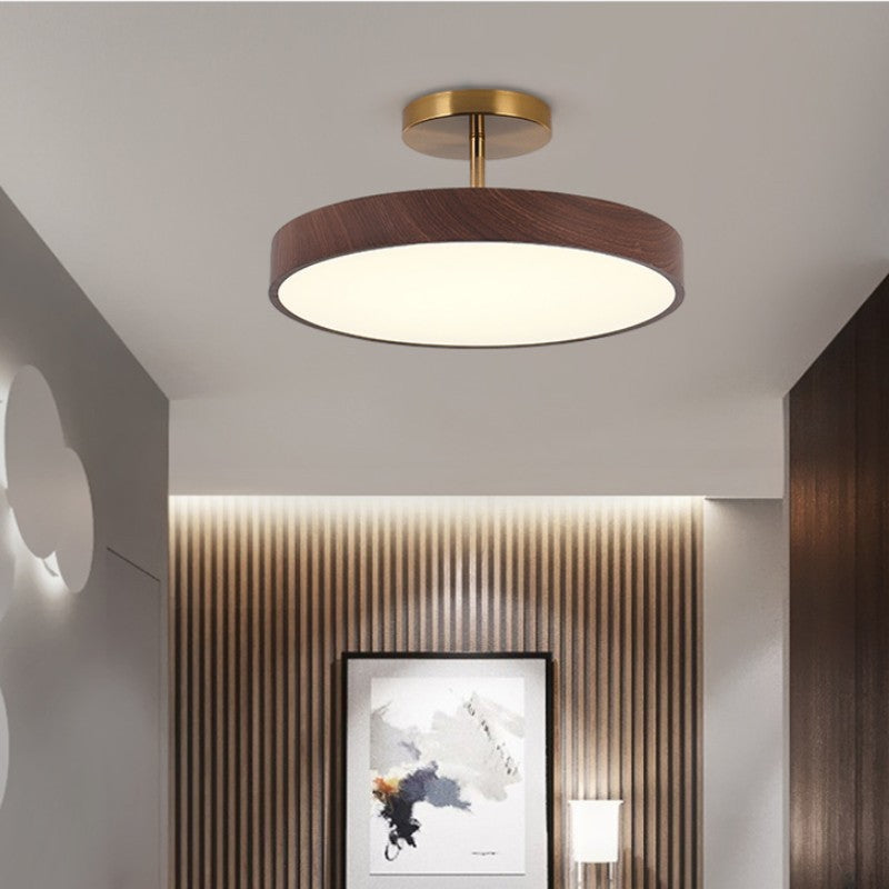 Semi plafoniera LED rotonda effetto legno, stile japandi