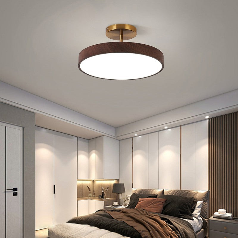 Semi plafoniera LED rotonda effetto legno, stile japandi
