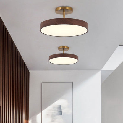 Semi plafoniera LED rotonda effetto legno, stile japandi