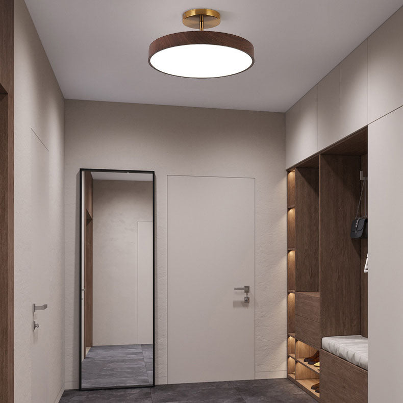 Semi plafoniera LED rotonda effetto legno, stile japandi