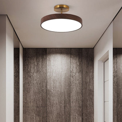 Semi plafoniera LED rotonda effetto legno, stile japandi