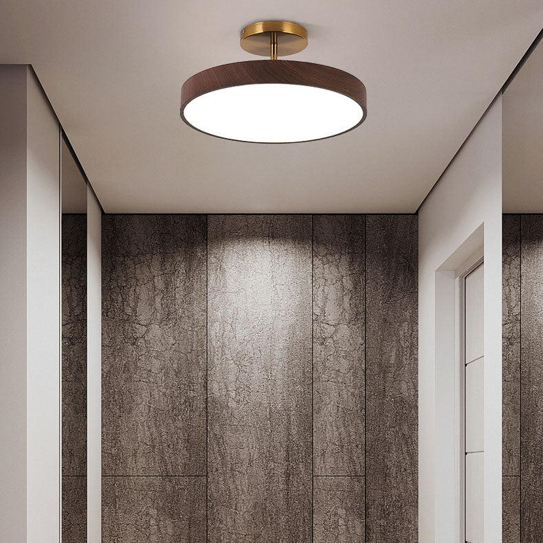 Semi plafoniera LED rotonda effetto legno, stile japandi