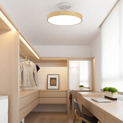 Semi plafoniera LED rotonda effetto legno, stile japandi