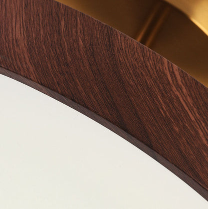 Semi plafoniera LED rotonda effetto legno, stile japandi