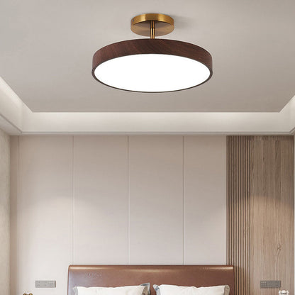 Semi plafoniera LED rotonda effetto legno, stile japandi