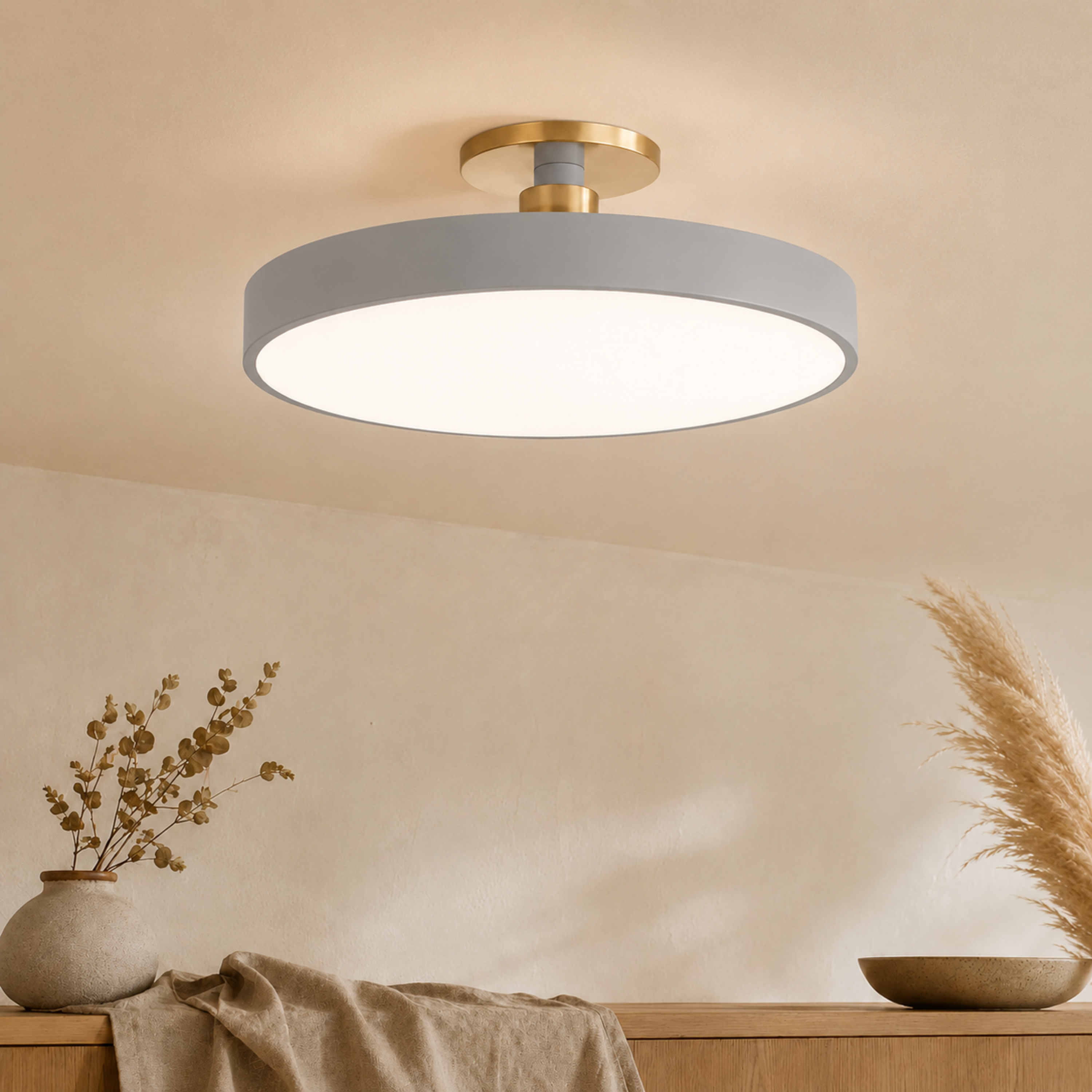 Semi plafoniera rotonda nordica in PVC, ferro e acrilico