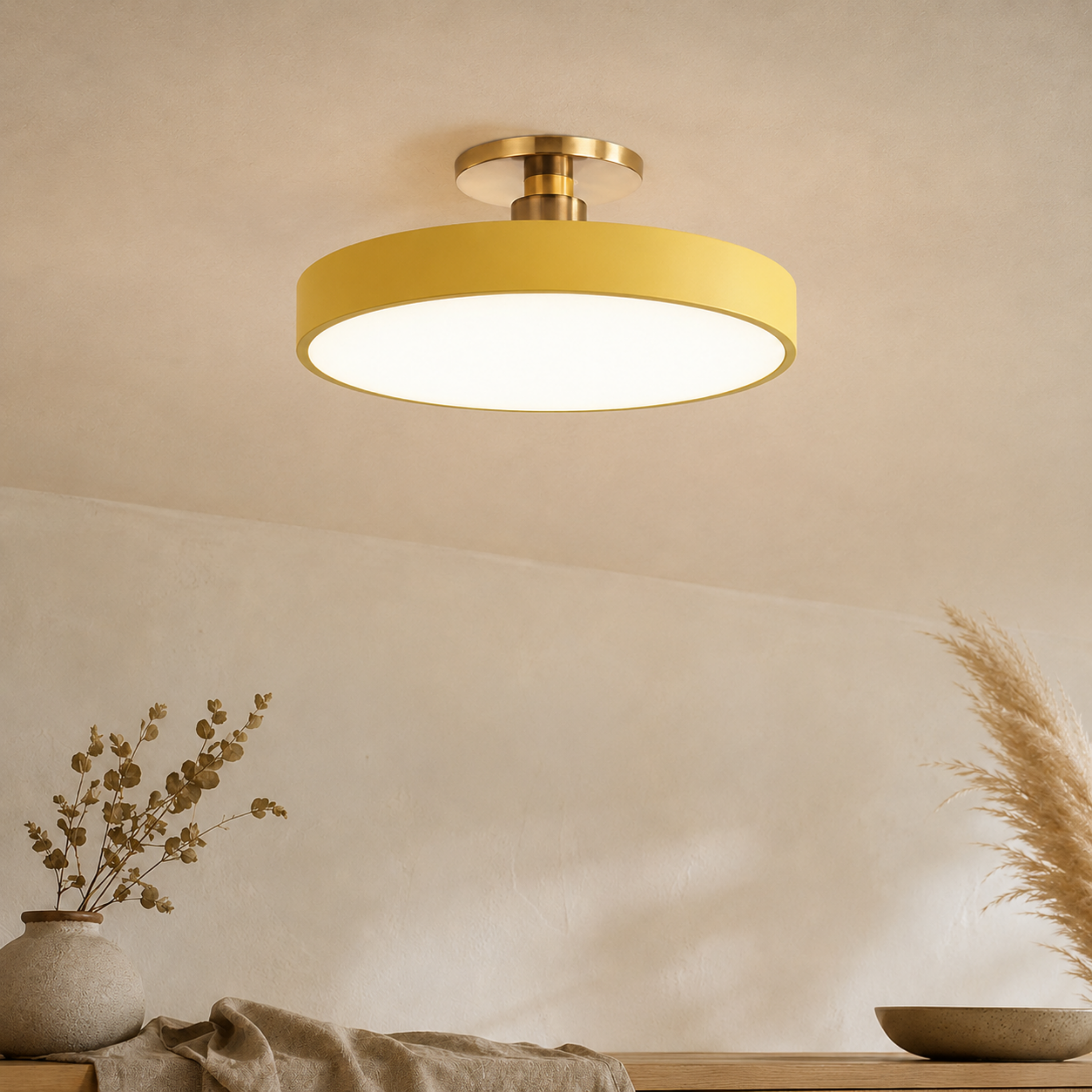 Semi plafoniera rotonda nordica in PVC, ferro e acrilico