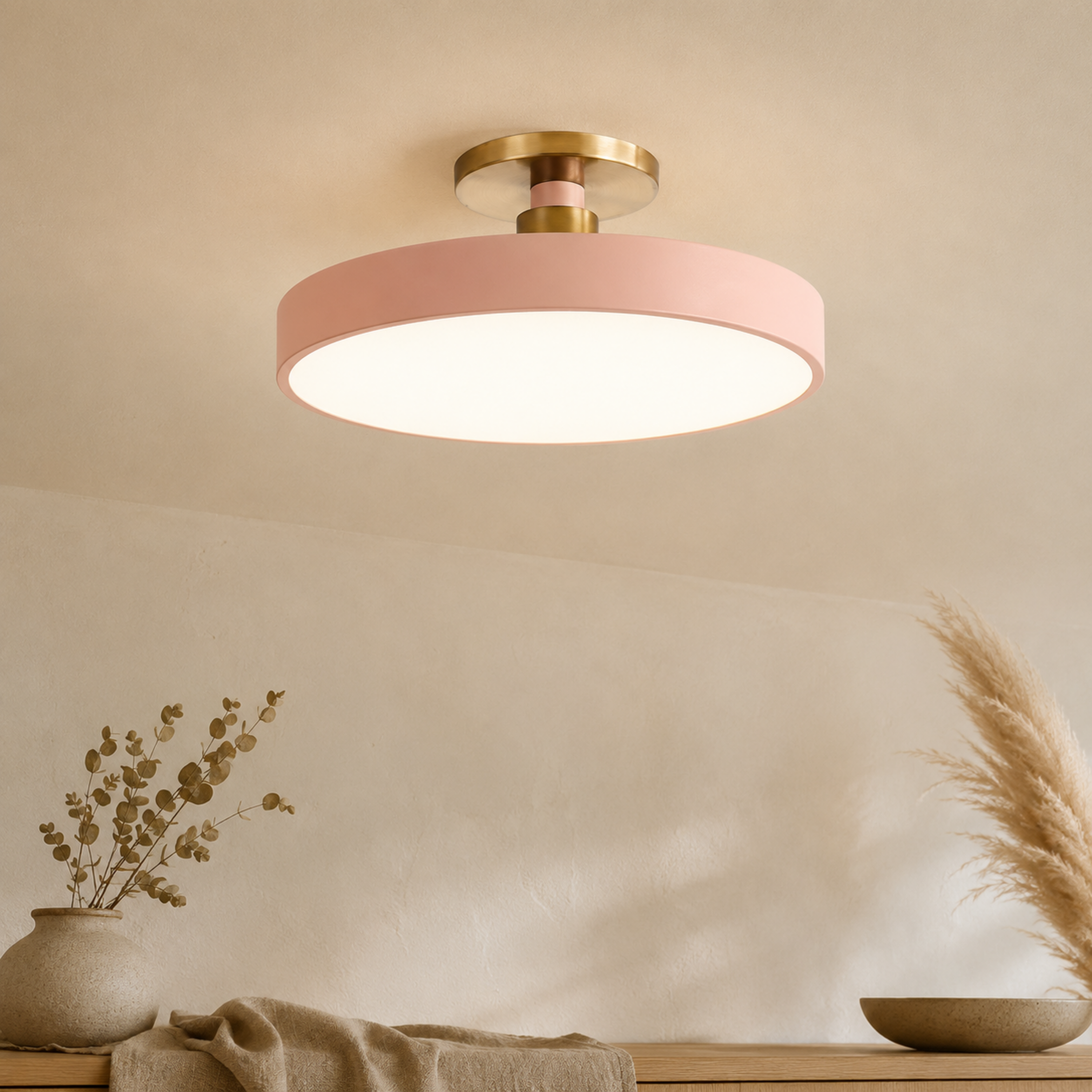 Semi plafoniera rotonda nordica in PVC, ferro e acrilico