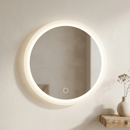Specchio rotondo con LED e ventose