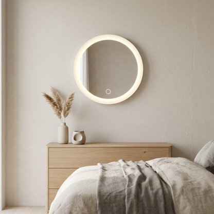 Specchio rotondo con LED e ventose