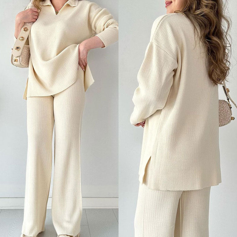 Stella | Completo con scollo a V e pantalone ampio