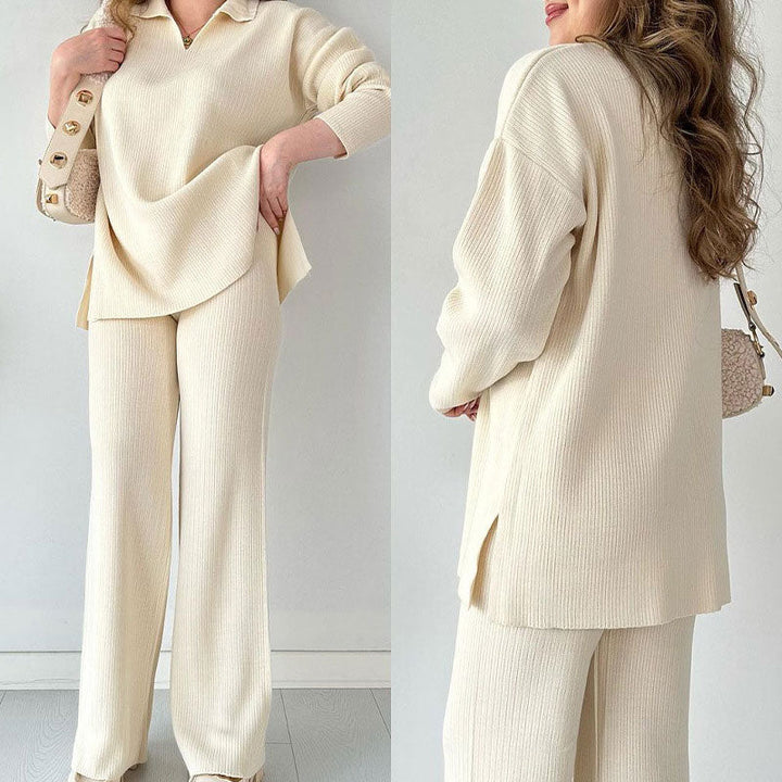 Stella | Completo con scollo a V e pantalone ampio