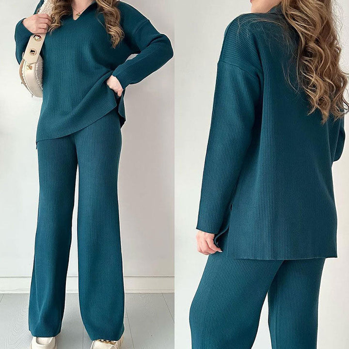 Stella | Completo con scollo a V e pantalone ampio