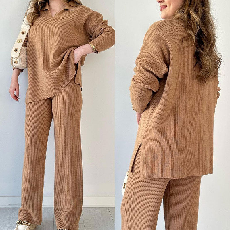 Stella | Completo con scollo a V e pantalone ampio