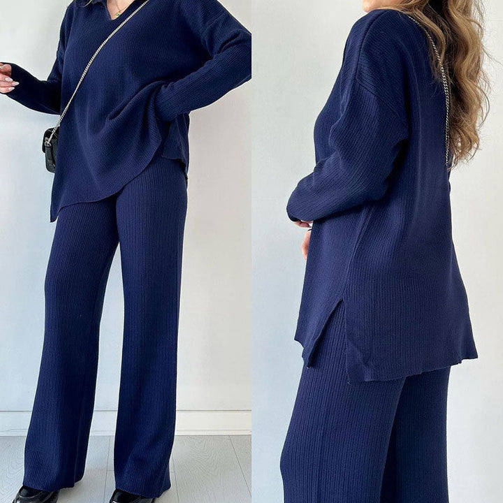 Stella | Completo con scollo a V e pantalone ampio