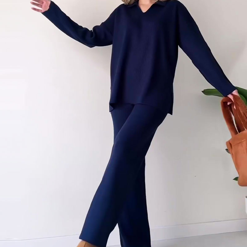 Stella | Completo con scollo a V e pantalone ampio