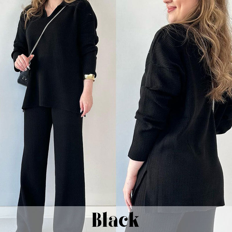 Stella | Completo con scollo a V e pantalone ampio