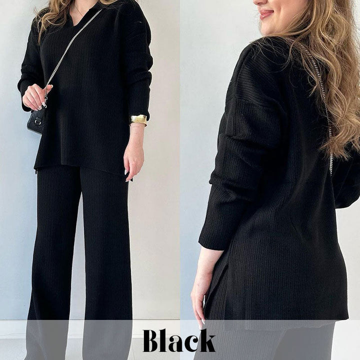 Stella | Completo con scollo a V e pantalone ampio