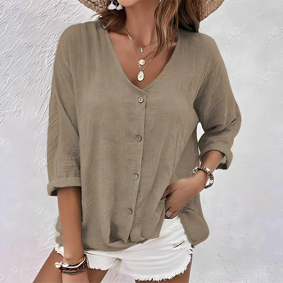 Talia | Blusa in lino con scollo a V