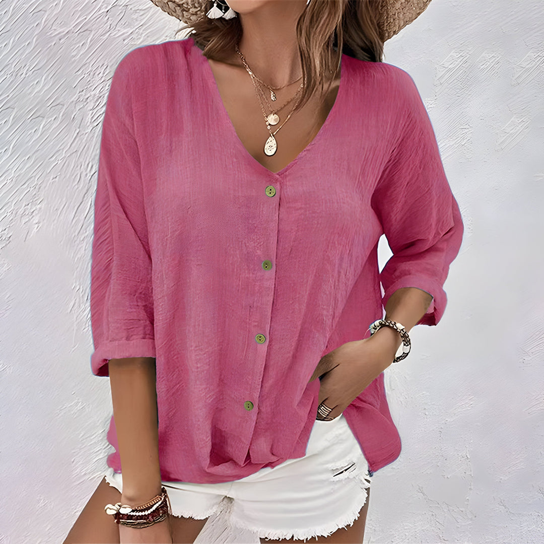 Talia | Blusa in lino con scollo a V
