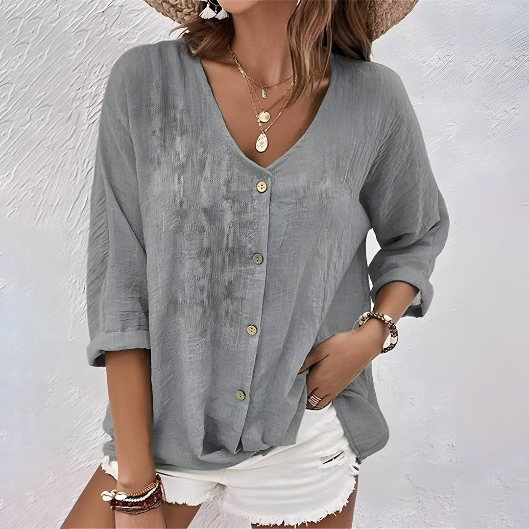 Talia | Blusa in lino con scollo a V