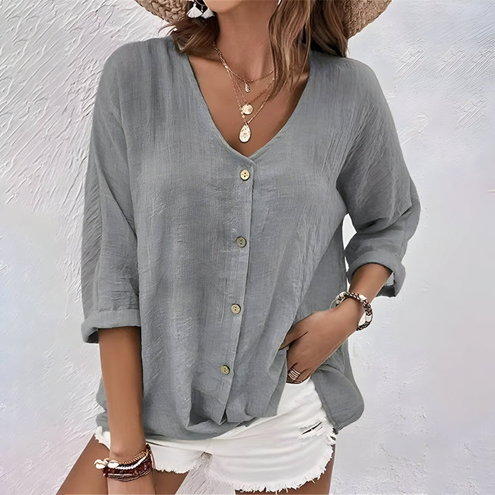 Talia | Blusa in lino con scollo a V